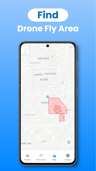 Drone no-fly zone map screen
